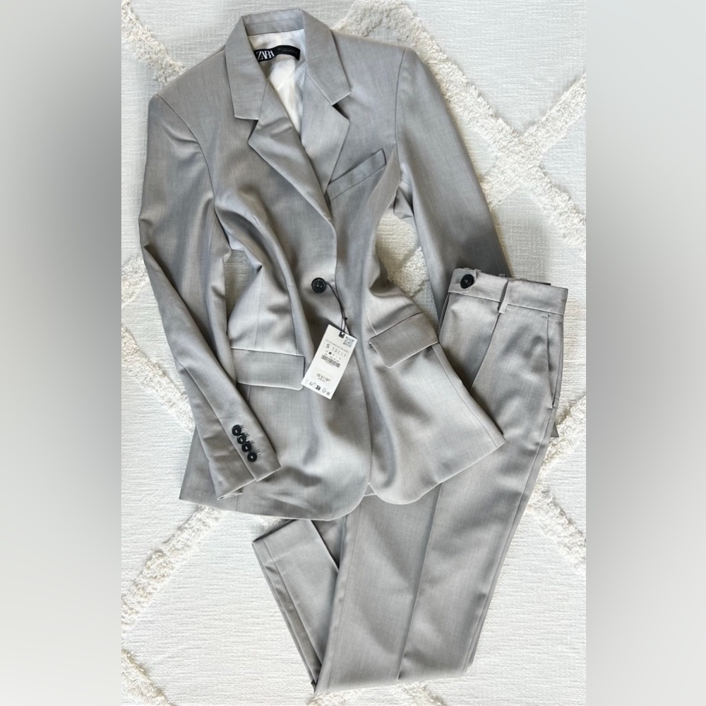 Zara Gray Two-Piece Suit Set